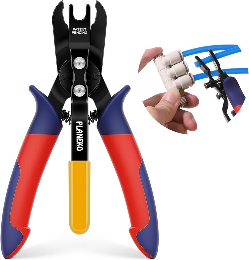 PLANEKO Air Line Pliers Push to Connect Fitting Disconnect Tool for 1/4" 5/16" Pneumatic Hose Quick Connect Fittings Removing Air Line Removal Tool Hose Release Pliers for 6mm 8mm Push Fit Connector - Image 1
